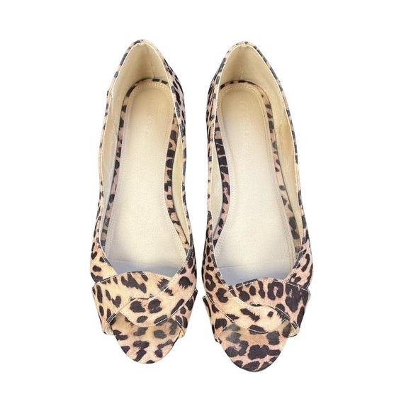ASOS Design Wide Leadership Peeptoe Ballet Flats in Leopard - Picture 5 of 13